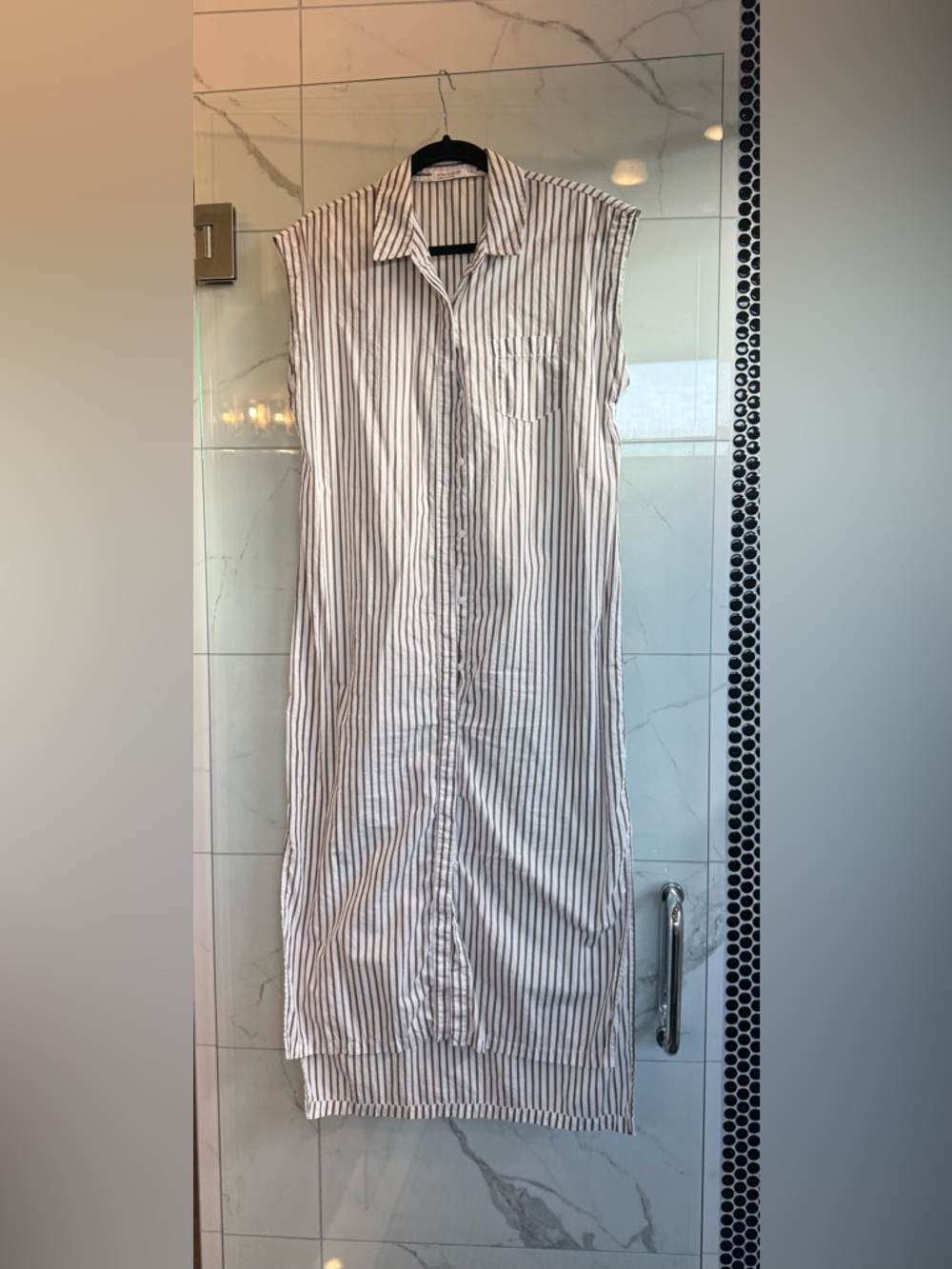 Stateside White and Black Vertical Stripe Shirt Dress
